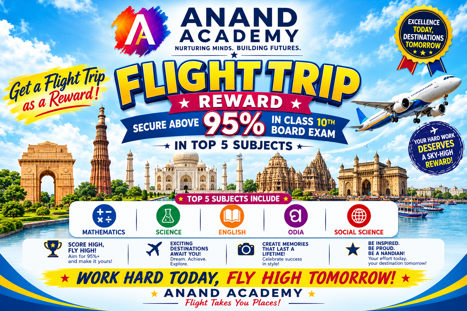 Flight trip for 95% securing 10th Students
